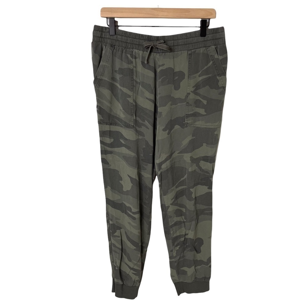 Splendid Camo Jogger Pants Size Large Relaxed Fit High Waist Green - Picture 2 of 9
